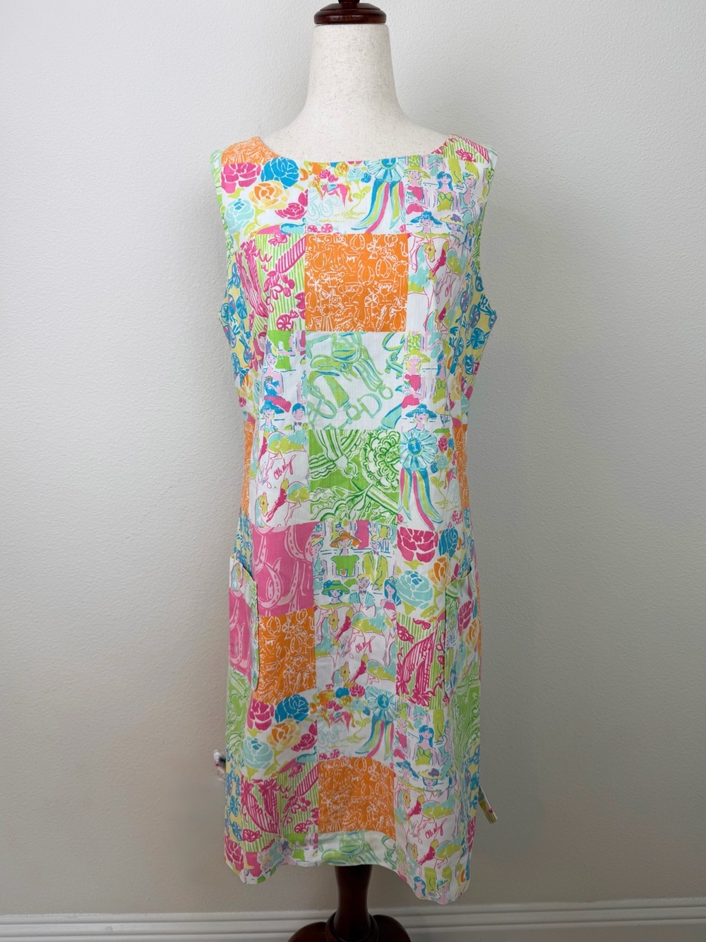 Lilly Pulitzer Originals Derby Carson's Grandstand Patch Shift Dress Size 8
